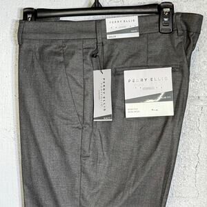 Perry Ellis Portfolio Men's SlimFit Non-Iron Stretch Dress Pants Gray 34x29 $95
